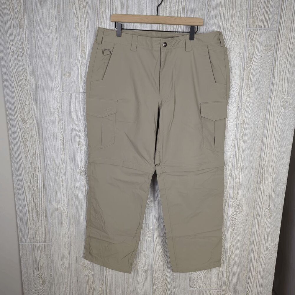 Duluth Trading Co Tan Khaki Pants Size 40x30 Zip Off Shorts No Fly Zone